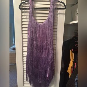 Purple sparkly fringe dress
